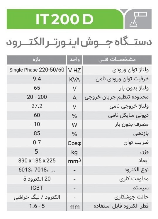 اینورتر جوشکاری ایران ترانس 200 آمپر